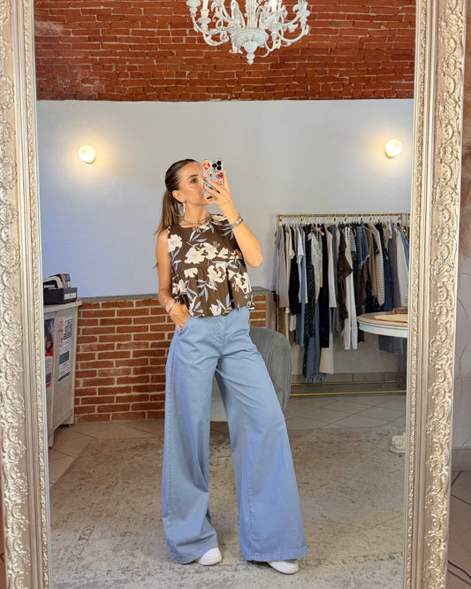 Pantalone wide leg in cotone