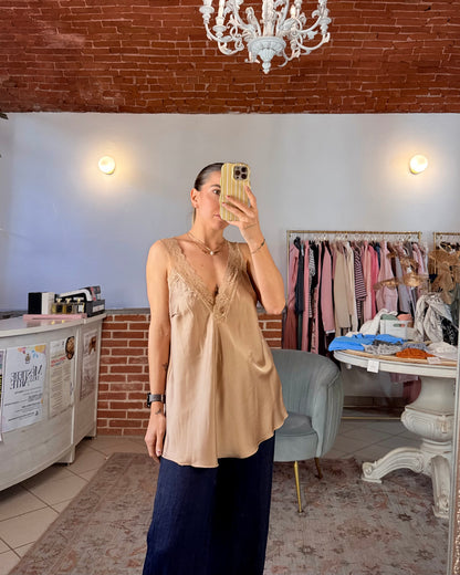 Canotta oversize in raso