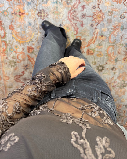 Maglietta tulle e ricami in velluto