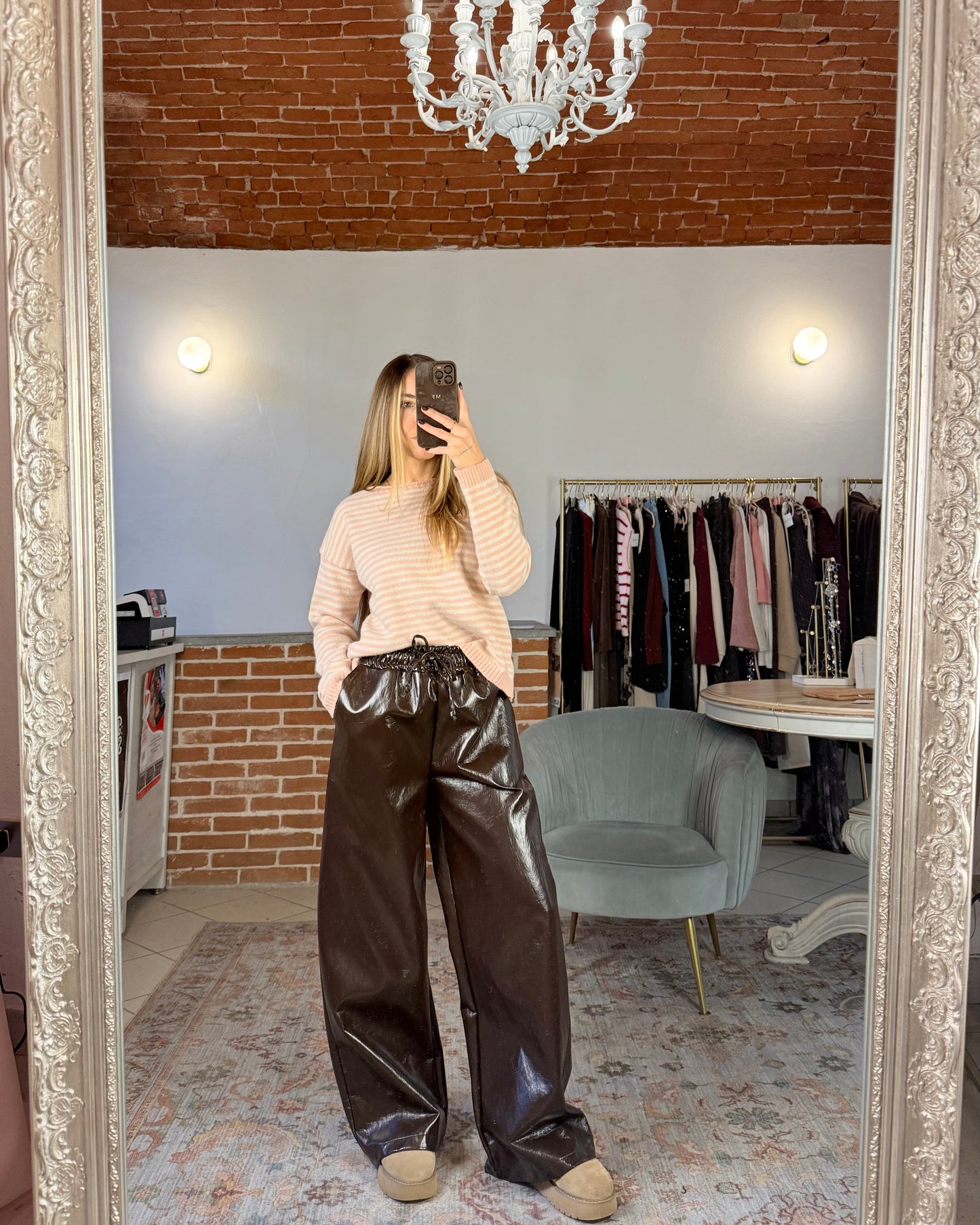 Faux leather trousers