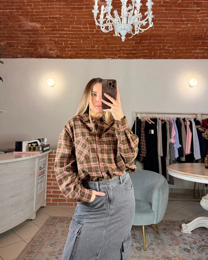 Camicia check flanella e strass