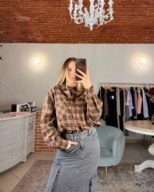 Camicia check flanella e strass