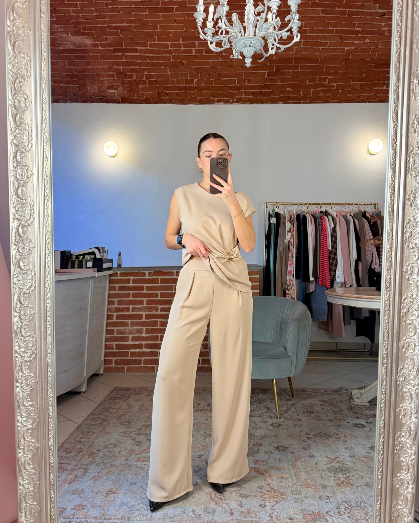 Pantalone a palazzo in tessuto fluido