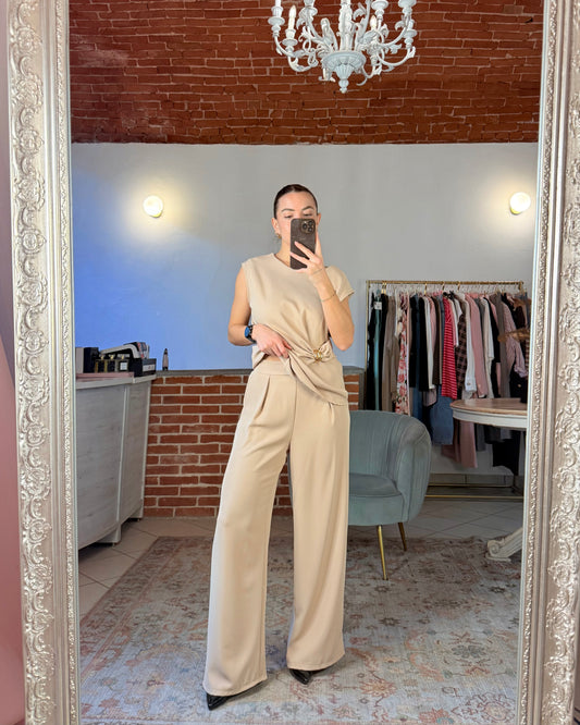 Pantalone a palazzo in tessuto fluido