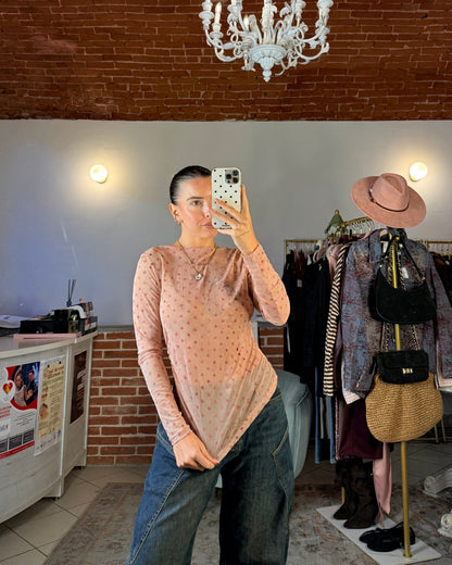 Maglia in tulle e pois in velluto