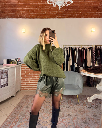 Satin and lace shorts