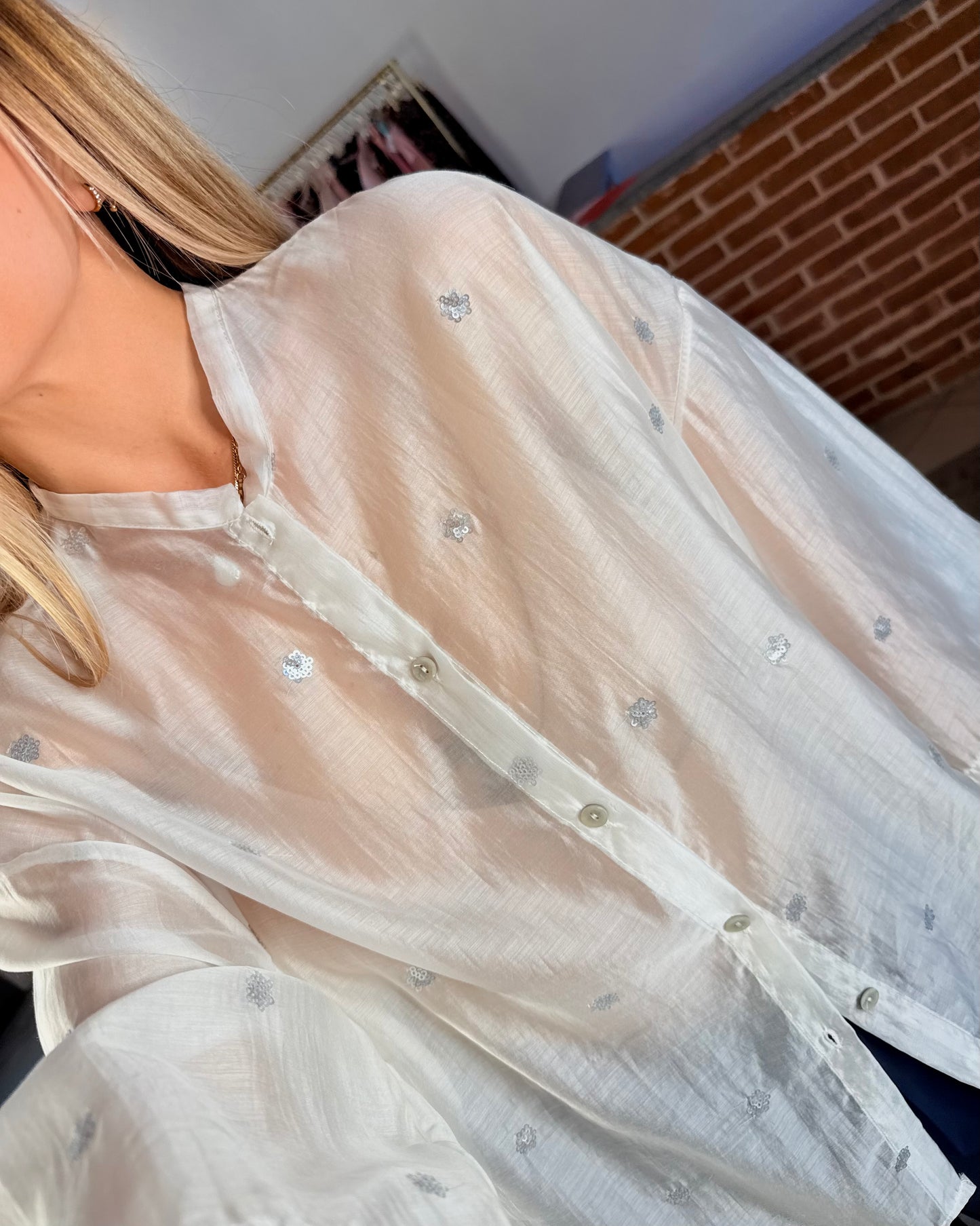 Camicia velata pois paillettes