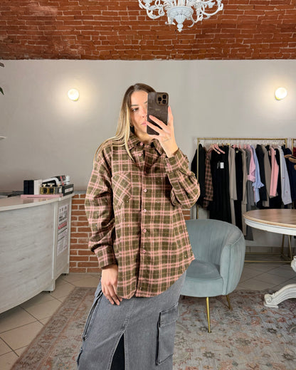 Camicia check flanella e strass