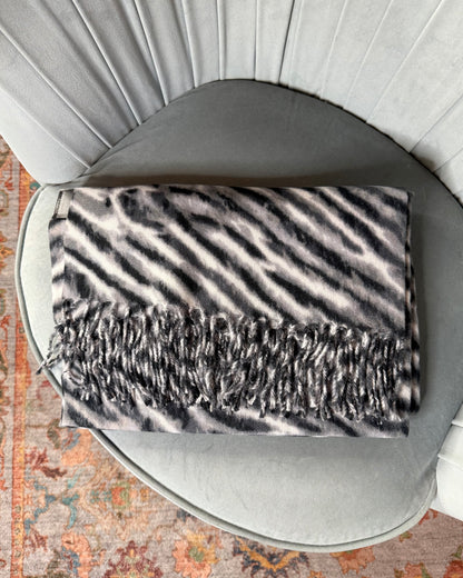 Zebra print scarf with fringes