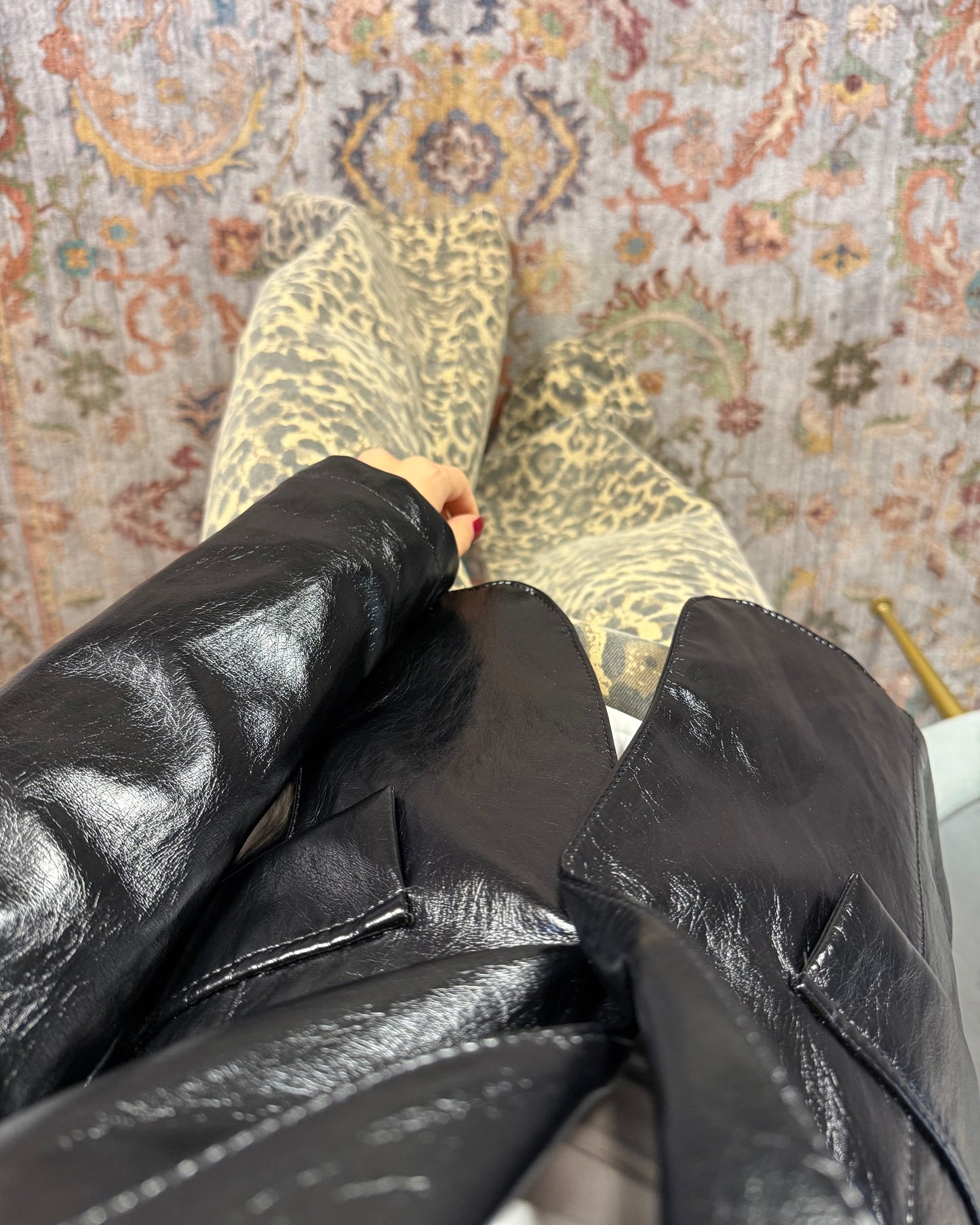 Blazer in similpelle effetto lucido