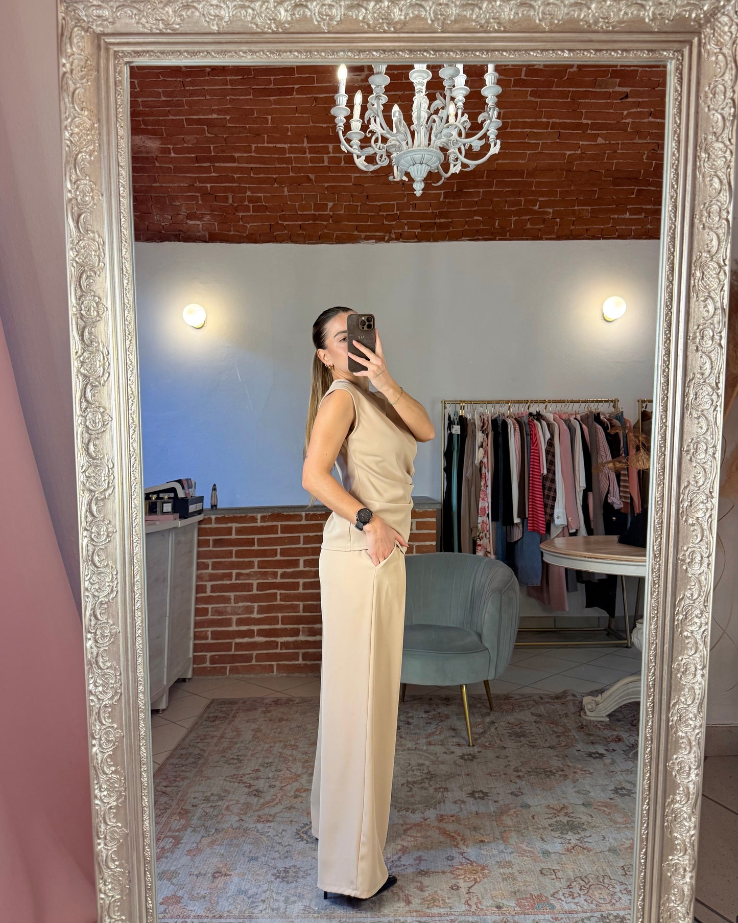 Pantalone a palazzo in tessuto fluido