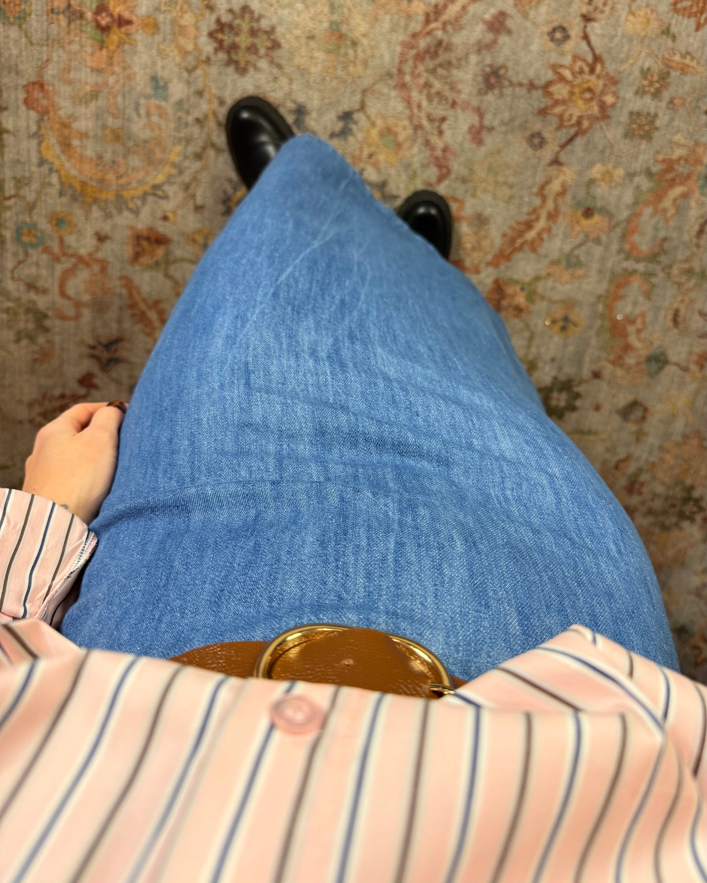Longuette in denim con spacco