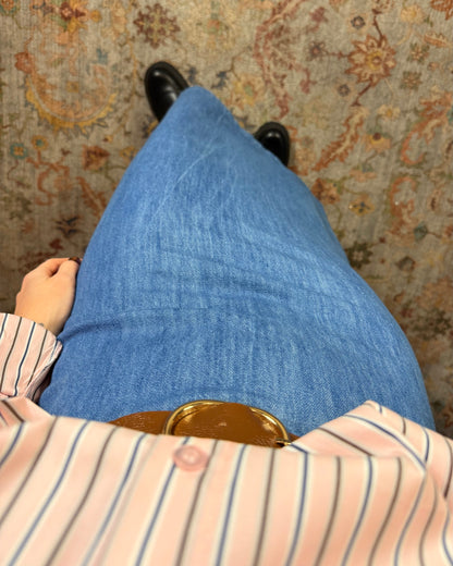 Longuette in denim con spacco