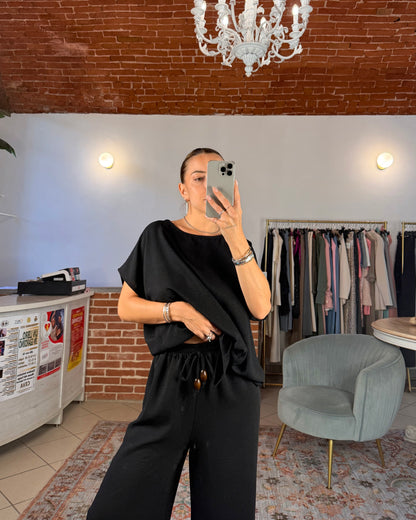 Pantalone con perline in legno