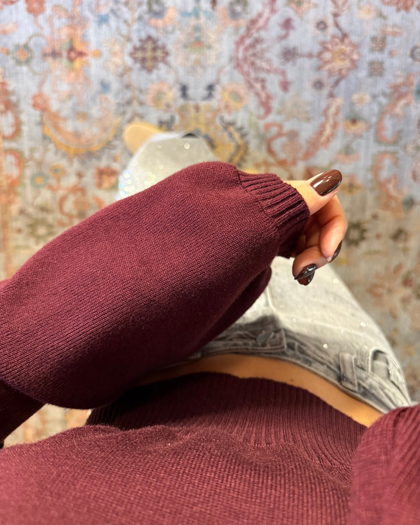 Maglione crop con maniche a palloncino