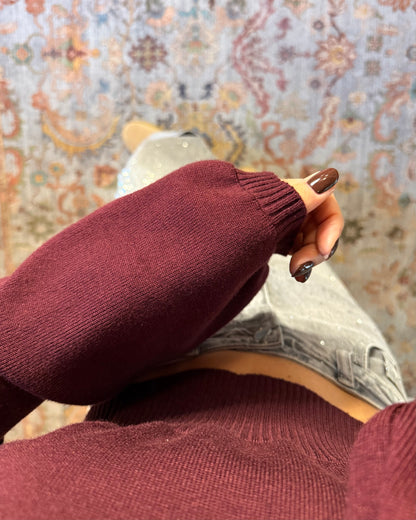 Maglione crop con maniche a palloncino