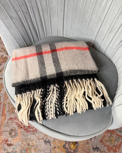 Écharpe à motifs tartan avec franges