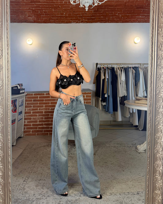 Jeans wide leg sfumato