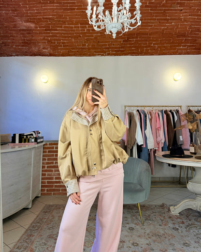 Bomber con inserti a quadretti