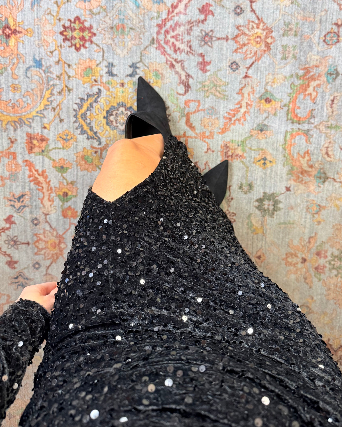 Abito in velluto e paillettes