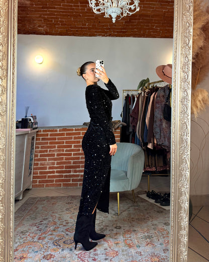 Abito in velluto e paillettes